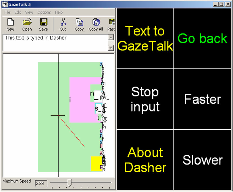 gazetalk v5, linked with Dasher - screen shot