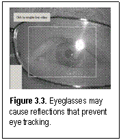 Figure 3.3. Eyeglasses may cause reflections that prevent eye tracking.